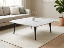 Load image into Gallery viewer, Milano 36" Square Italian Carrara White Marble Coffee Table with Metal Legs