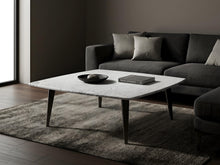 Load image into Gallery viewer, Milano 36" Square Italian Carrara White Marble Coffee Table with Metal Legs