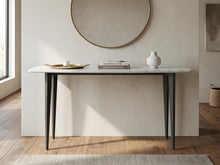 Load image into Gallery viewer, Milano 53" Rectangular Italian Carrara White Marble Console Table with Metal Legs