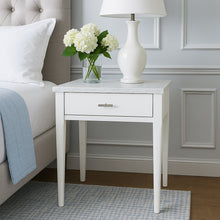 Load image into Gallery viewer, Adele 18" Square Italian Carrara White Marble Side Table with White Leg