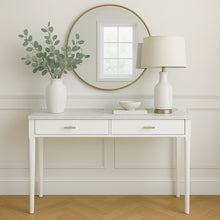 Load image into Gallery viewer, Roberto 36" Rectangular Italian Carrara White Marble Console Table with White Leg