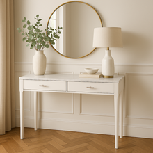 Load image into Gallery viewer, Roberto 36" Rectangular Italian Carrara White Marble Console Table with White Leg