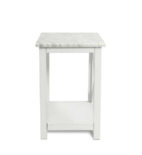 Load image into Gallery viewer, Elena 15.8" Square Italian Carrara White Marble End table with White Color Solid Wood Legs
