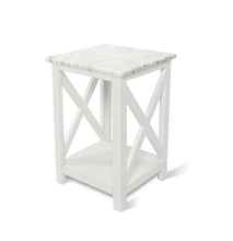 Load image into Gallery viewer, Elena 15.8" Square Italian Carrara White Marble End table with White Color Solid Wood Legs