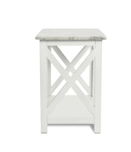 Load image into Gallery viewer, Elena 15.8" Square Italian Carrara White Marble End table with White Color Solid Wood Legs