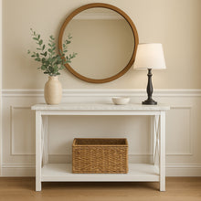 Load image into Gallery viewer, Luisa 39" Rectangular Italian Carrara White Marble Console Table with White Color Solid Wood Legs