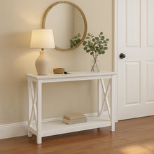 Load image into Gallery viewer, Luisa 39" Rectangular Italian Carrara White Marble Console Table with White Color Solid Wood Legs