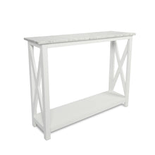 Load image into Gallery viewer, Luisa 39" Rectangular Italian Carrara White Marble Console Table with White Color Solid Wood Legs