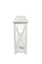 Load image into Gallery viewer, Luisa 39" Rectangular Italian Carrara White Marble Console Table with White Color Solid Wood Legs