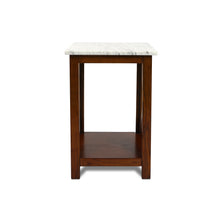 Load image into Gallery viewer, Elena 15.8" Square Italian Carrara White Marble End table with Walnut Color Solid Wood Legs