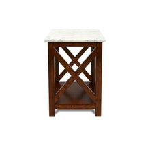 Load image into Gallery viewer, Elena 15.8" Square Italian Carrara White Marble End table with Walnut Color Solid Wood Legs