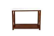 Load image into Gallery viewer, Luisa 39" Rectangular Italian Carrara White Marble Console Table with Walnut Color Solid Wood Legs