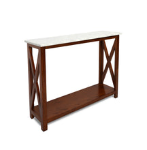Load image into Gallery viewer, Luisa 39" Rectangular Italian Carrara White Marble Console Table with Walnut Color Solid Wood Legs