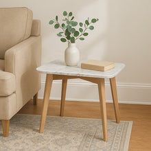 Load image into Gallery viewer, Marco 12" x 21" Rectangular Italian Carrara White Marble Table with Oak Legs