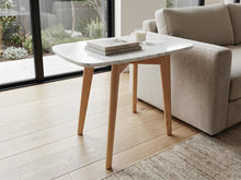 Load image into Gallery viewer, Marco 12" x 21" Rectangular Italian Carrara White Marble Table with Oak Legs