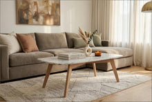 Load image into Gallery viewer, Rachel 18" x 43.5" Rectangular Italian Carrara White Marble Table with Oak Legs