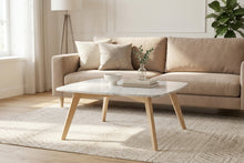 Load image into Gallery viewer, Riccardo 31.5" Square Italian Carrara White Marble Table with Oak Legs