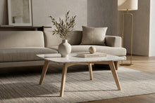 Load image into Gallery viewer, Riccardo 31.5" Square Italian Carrara White Marble Table with Oak Legs