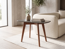 Load image into Gallery viewer, Marco 12" x 21" Rectangular Charcoal Bluestone Side Table with Walnut Legs