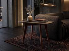 Load image into Gallery viewer, Marco 12" x 21" Rectangular Charcoal Bluestone Side Table with Walnut Legs