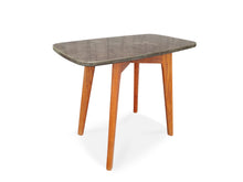 Load image into Gallery viewer, Marco 12" x 21" Rectangular Charcoal Bluestone Side Table with Walnut Legs