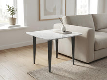 Load image into Gallery viewer, Milano 24" Square Italian Carrara White Marble Side Table with Metal Legs