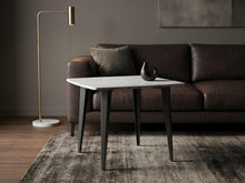 Load image into Gallery viewer, Milano 24" Square Italian Carrara White Marble Side Table with Metal Legs