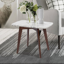 Load image into Gallery viewer, Marco 12" x 21" Rectangular Italian Carrara White Marble Table with Walnut Legs
