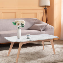 Load image into Gallery viewer, Rachel 18" x 43.5" Rectangular Italian Carrara White Marble Table with Oak Legs