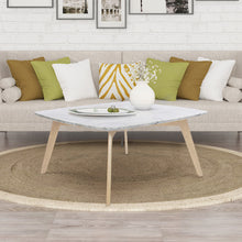 Load image into Gallery viewer, Riccardo 31.5" Square Italian Carrara White Marble Table with Oak Legs