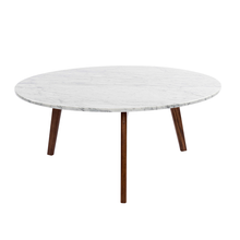 Load image into Gallery viewer, Andrea 31.5" Round Charcoal Bluestone Coffee Table with Walnut Legs