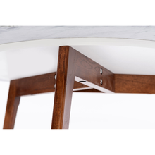 Load image into Gallery viewer, Andrea 31.5" Round Italian Carrara White Marble Coffee Table with Walnut Legs