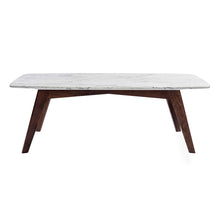 Load image into Gallery viewer, Rachel 18" x 43.5" Rectangular Italian Carrara White Marble Table with Oak Legs