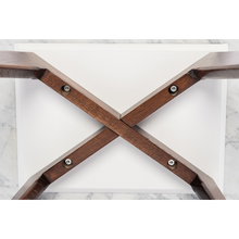 Load image into Gallery viewer, Rachel 18" x 43.5" Rectangular Italian Carrara White Marble Table with Walnut Legs