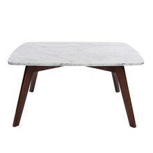 Load image into Gallery viewer, Riccardo 31.5" Square Italian Carrara White Marble Table with Walnut Legs