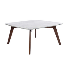 Load image into Gallery viewer, Riccardo 31.5" Square Italian Carrara White Marble Table with Walnut Legs
