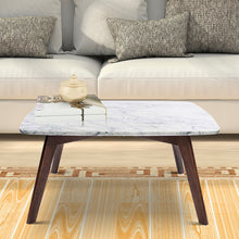 Load image into Gallery viewer, Riccardo 31.5" Square Italian Carrara White Marble Table with Walnut Legs