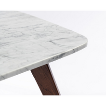 Load image into Gallery viewer, Riccardo 31.5" Square Italian Carrara White Marble Table with Walnut Legs