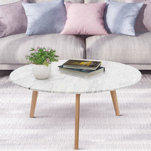 Load image into Gallery viewer, Andrea 31.5" Round Italian Carrara White Marble Coffee Table with Oak Legs