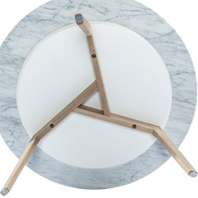 Load image into Gallery viewer, Andrea 31.5" Round Italian Carrara White Marble Coffee Table with Oak Legs