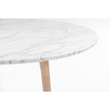 Load image into Gallery viewer, Andrea 31.5" Round Italian Carrara White Marble Coffee Table with Oak Legs