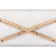 Load image into Gallery viewer, Rachel 18" x 43.5" Rectangular Italian Carrara White Marble Table with Oak Legs