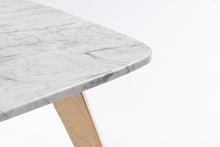 Load image into Gallery viewer, Riccardo 31.5" Square Italian Carrara White Marble Table with Oak Legs