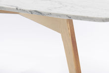 Load image into Gallery viewer, Riccardo 31.5" Square Italian Carrara White Marble Table with Oak Legs
