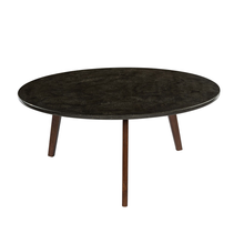 Load image into Gallery viewer, Andrea 31.5" Round Italian Carrara White Marble Coffee Table with Walnut Legs