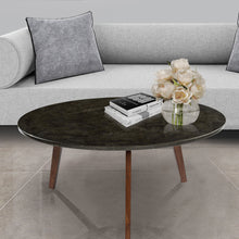 Load image into Gallery viewer, Andrea 31.5" Round Charcoal Bluestone Coffee Table with Walnut Legs