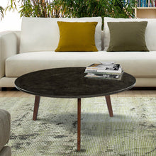 Load image into Gallery viewer, Andrea 31.5" Round Charcoal Bluestone Coffee Table with Walnut Legs