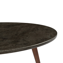 Load image into Gallery viewer, Andrea 31.5" Round Charcoal Bluestone Coffee Table with Walnut Legs