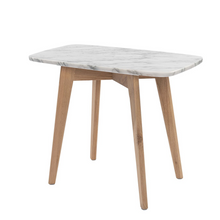 Load image into Gallery viewer, Marco 12" x 21" Rectangular Italian Carrara White Marble Table with Oak Legs