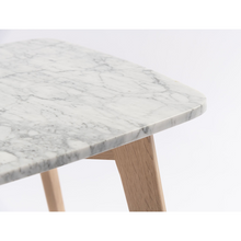 Load image into Gallery viewer, Marco 12" x 21" Rectangular Italian Carrara White Marble Table with Oak Legs